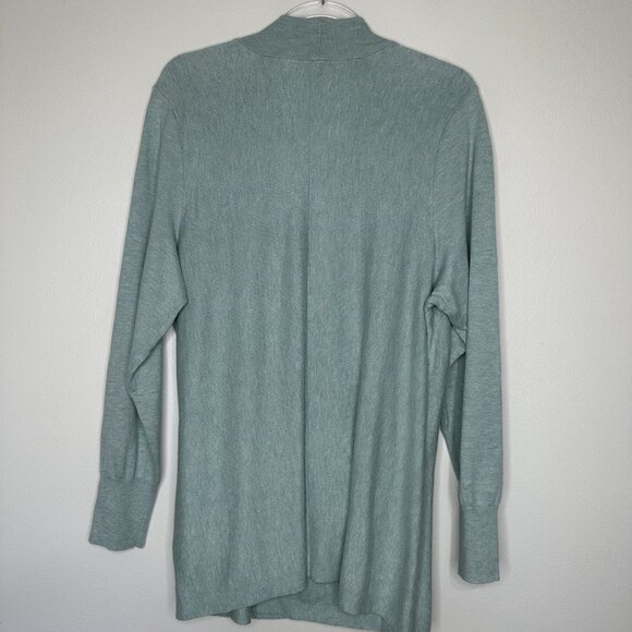 J Jill Seamed Wrap Sweater Size XL Pullover Green Surplice Tunic Cotton - Picture 2 of 9